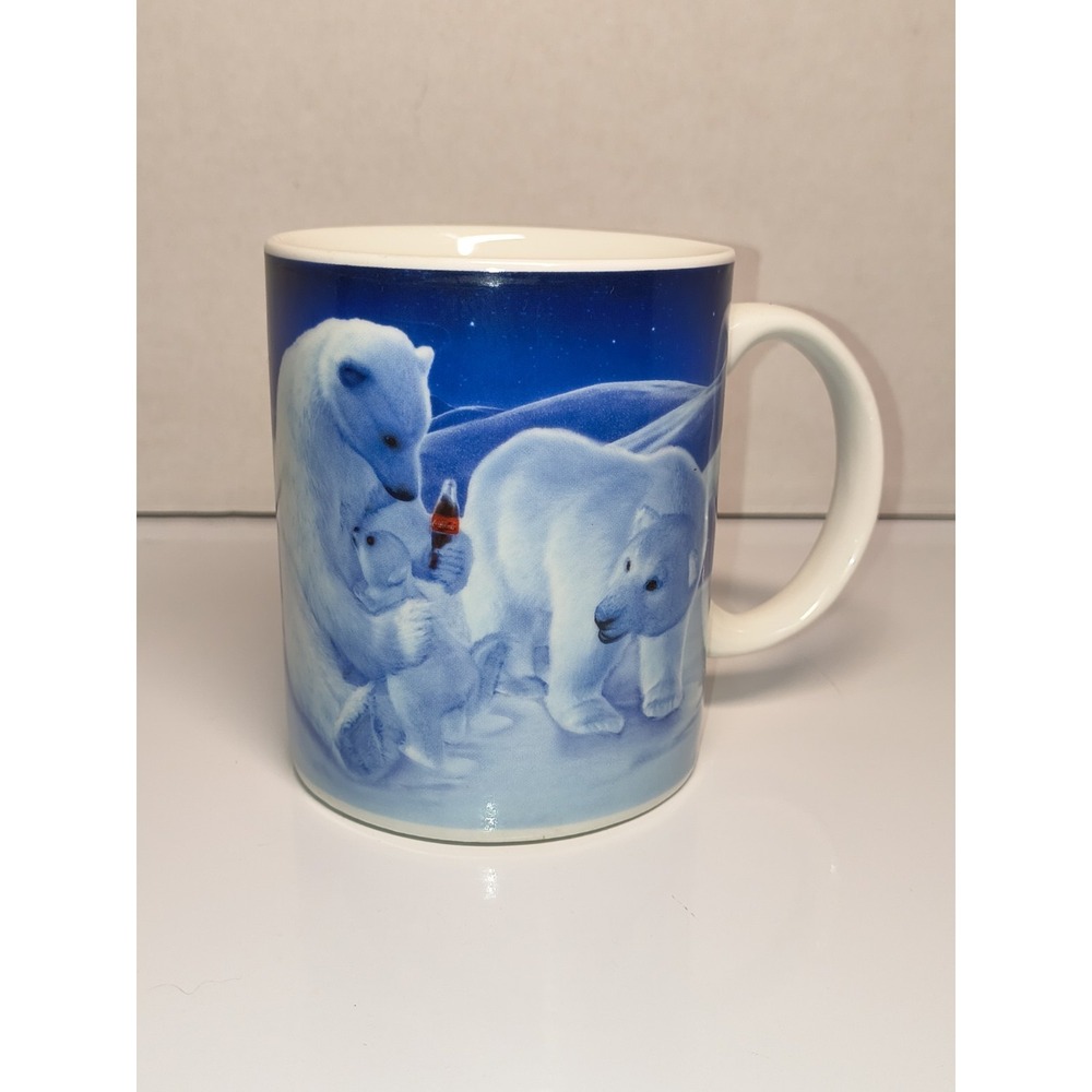 Gibson Coca Cola Polar Bear Family Winter Snow Scene Coffee Mug Tea Cup Coke
